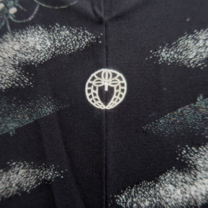 Haori Jacket Vintage(1950-1980) Black Silver Landscape Silk #9757A3