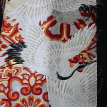 Load image into Gallery viewer, BB10109AG Silk Obi Fabric Vintage(Pre-1920) Crane Birds White 76.8x11.0in(195x28cm)
