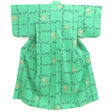 Load image into Gallery viewer, Yukata Vintage(1950-1980) Light Green Kanji Willow Cotton #10478A5
