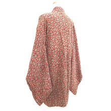 Load image into Gallery viewer, Haori Jacket Vintage(1920-1950) Red Chirimen Floral pattern Silk #11045A3
