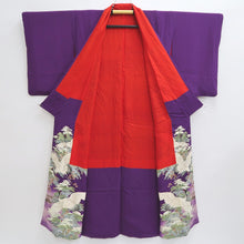 Load image into Gallery viewer, Kimono Vintage(1920-1950) Purple Crane Birds Hand painted Silk #9673J3
