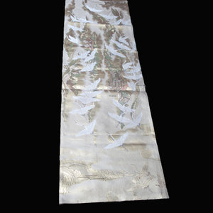 BB10019AB Silk Obi Fabric Crane Birds Gold 58.7x11.0in(149x28cm)