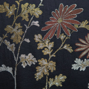 Haori Jacket Vintage(1950-1980) Black Gold Silver Chrysanthemum Silk #10054C5