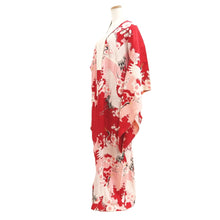 Load image into Gallery viewer, Juban Vintage(1950-1980) Red Pink Crane Birds Plum blossom Silk #10507B1

