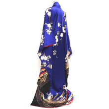 Load image into Gallery viewer, Furisode Blue Gold Sakura Tall Silk #9690J4
