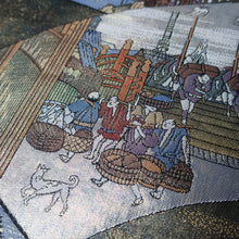 Load image into Gallery viewer, BB10008AB Silk Obi Fabric Ukiyoe Tokaido Green Gold 54.7x11.0in(139x28cm)
