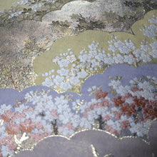 Load image into Gallery viewer, BB10059AD Silk Obi Fabric Cherry Blossom Gold Light Purple 51.6x11.0in(131x28cm)
