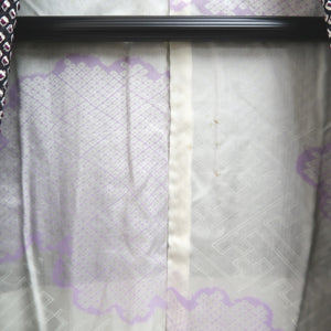 Haori Jacket Vintage(1950-1980) Black Purple Shibori Bamboo Silk #9900B3