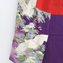 Load image into Gallery viewer, Kimono Vintage(1920-1950) Purple Crane Birds Hand painted Silk #9673J3
