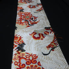 Load image into Gallery viewer, BB10109AG Silk Obi Fabric Vintage(Pre-1920) Crane Birds White 76.8x11.0in(195x28cm)
