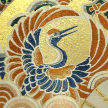 Load image into Gallery viewer, Maru Obi Vintage(1920-1950) Beige Gold Crane Birds Matsu Silk BB286V6
