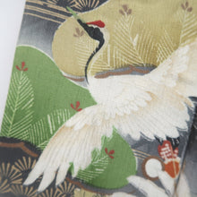 Load image into Gallery viewer, Tomesode Vintage(1920-1950) Black Crane Birds Hand painted Silk #10495B1
