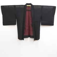 Load image into Gallery viewer, Haori Jacket Vintage(1950-1980) Black Red See-Through Flower Embroidery Silk #10220E2
