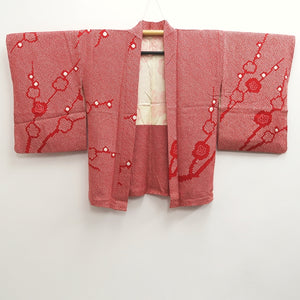 Haori Jacket Vintage(1950-1980) Red Full Shibori Ume Branch Silk #10235E2