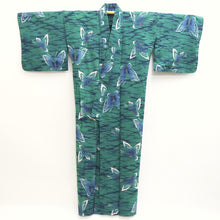 Load image into Gallery viewer, Yukata Green Butterfly Cotton #9914B4
