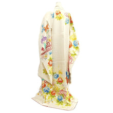 Load image into Gallery viewer, Furisode White Peony Iris Silk #10556B4
