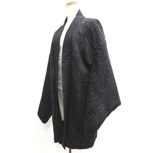 Haori Jacket Vintage(1950-1980) Black Silver Rangiku Silk #10190D5