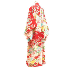 Load image into Gallery viewer, Juban Vintage(1920-1950) Red Peacock feather Silk #10369F4
