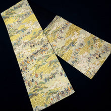 Load image into Gallery viewer, Fukuro Obi Gold Black Daimyogyoretsu Samurai Sakura Silk BB276V6
