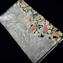 Load image into Gallery viewer, Fukuro Obi Silver Gold Bird Peony Ryusui Silk BB345W1
