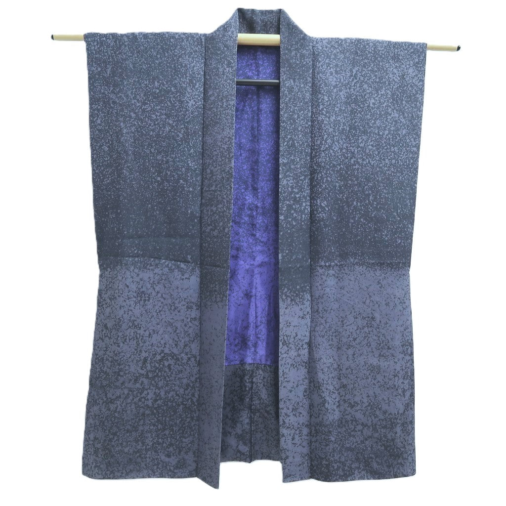 Men's Haori Vintage(1950-1980) Blueish Gray Jinbaori Silk #10430A3