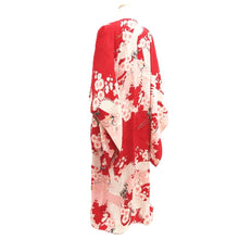 Load image into Gallery viewer, Juban Vintage(1950-1980) Red Pink Crane Birds Plum blossom Silk #10507B1
