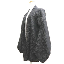 Load image into Gallery viewer, Haori Jacket Vintage(1950-1980) Black Silver Gold Chrysanthemum Rangiku Silk #10100D2
