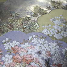 Load image into Gallery viewer, BB10059AD Silk Obi Fabric Cherry Blossom Gold Light Purple 51.6x11.0in(131x28cm)
