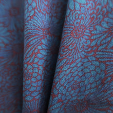 Load image into Gallery viewer, Haori Jacket Vintage(1950-1980) Blue Wine red Chrysanthemum Bird Silk #10675D1
