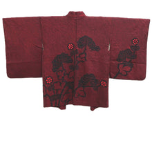 Load image into Gallery viewer, Haori Jacket Vintage(1950-1980) Red Black Full Shibori Chrysanthemum Silk #10837E2
