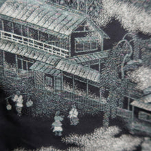 Load image into Gallery viewer, Haori Jacket Vintage(1950-1980) Black Silver Landscape Silk #9757A3
