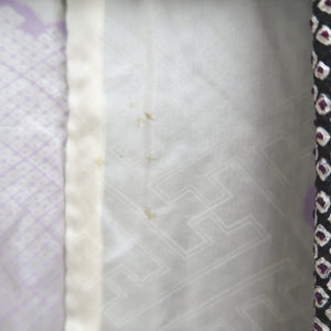 Haori Jacket Vintage(1950-1980) Black Purple Shibori Bamboo Silk #9900B3