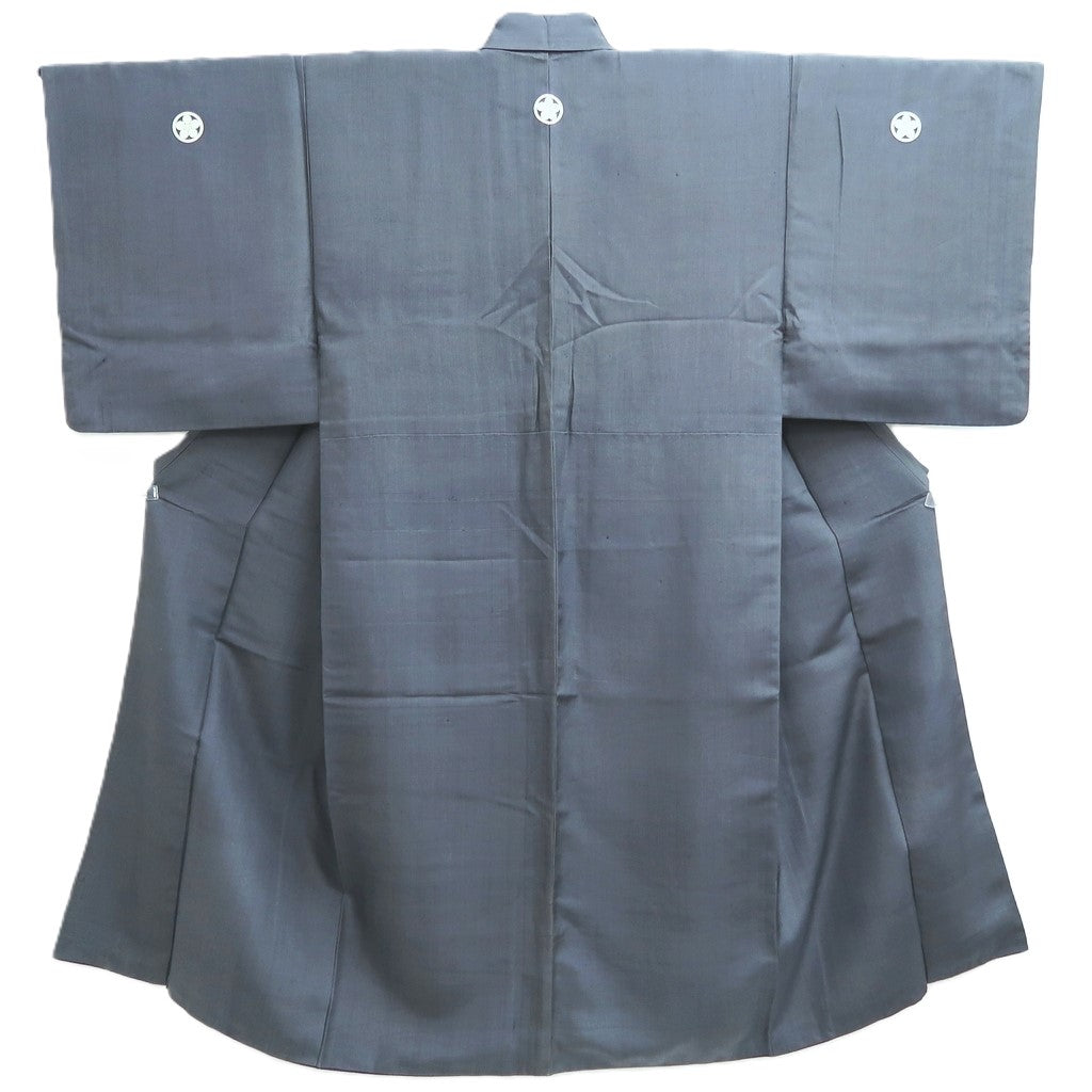 Men's Kimono Vintage(1950-1980) Dark Gray Montsuki Silk #10467A5