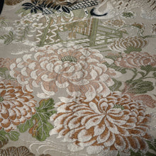 Load image into Gallery viewer, BB10039AC Silk Obi Fabric Vintage(1920-1950) Crane Birds Brown 72.0x11.4in(183x29cm)

