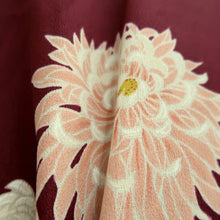 Load image into Gallery viewer, Haori Jacket Vintage(1950-1980) Wine red Chrysanthemum Silk #11015A1
