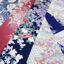 Load image into Gallery viewer, CC1011C1 Silk 4pcs Bundle Kimono Fabric Blue Red 78.7x5.9in(200x15cm)
