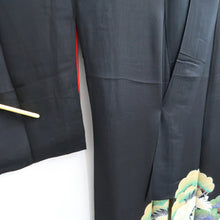 Load image into Gallery viewer, Tomesode Vintage(1920-1950) Black Hand painted Crane Birds Silk #10405A1

