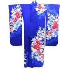 Load image into Gallery viewer, Furisode Blue Flower Silk #10546B3
