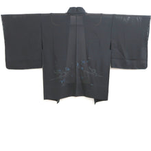 Load image into Gallery viewer, Haori Jacket Vintage(1950-1980) Black Blue Sheer Embroidery Silk #10917E5
