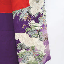 Load image into Gallery viewer, Kimono Vintage(1920-1950) Purple Crane Birds Hand painted Silk #9673J3
