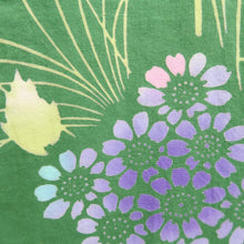 Load image into Gallery viewer, Yukata Green Flower Cotton #10760D3
