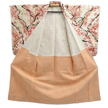 Load image into Gallery viewer, Kimono Vintage(1920-1950) Cream white Red Black Meisen Flower Silk #10770D4
