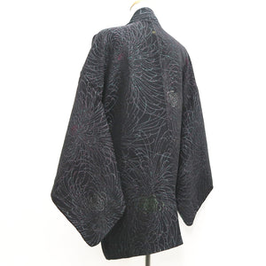 Haori Jacket Vintage(1950-1980) Black Silver Rangiku Silk #10190D5