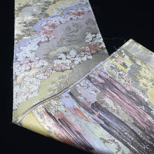 Load image into Gallery viewer, BB10059AD Silk Obi Fabric Cherry Blossom Gold Light Purple 51.6x11.0in(131x28cm)
