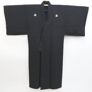 Men's Kimono Vintage(1950-1980) Black Montsuki Habutae Silk #9976C2