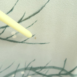 Kimono Light Gray Plum blossom Branch Silk #10535B3