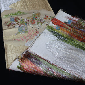 BB10069AE Silk Obi Fabric Samurai Beige 50.8x10.6in(129x27cm)