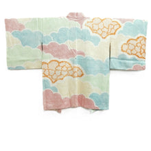 Load image into Gallery viewer, Haori Jacket Vintage(1950-1980) Light Green Light Blue Red Full Shibori Cloud Silk #10807D5
