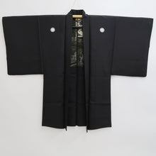 Load image into Gallery viewer, Men's Haori Vintage(1950-1980) Black Montsuki Habutae Ukiyoe Silk #10884E4
