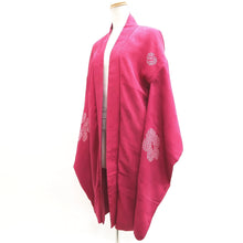 Load image into Gallery viewer, Haori Jacket Vintage(1920-1950) Reddish Pink Shibori Folding Fan Long Silk #9961C1
